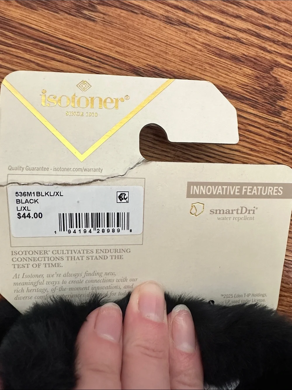 isotoner Black Faux Fur Cuff Touchscreen Gloves